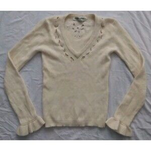 Vintage Albert Capraro Lambswool Angora Rabbit Hair V-Neck Womens Sweater Small